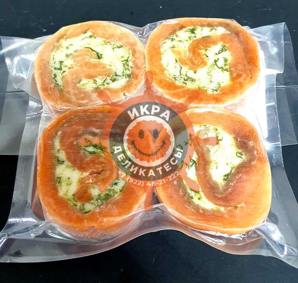 Рулет из кижуча с творожным сыром и шпинатом - 250г