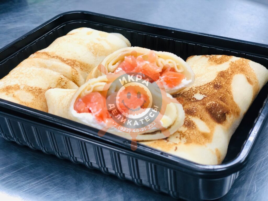 Блины с лососем и творожным сыром - 300г