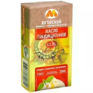 Масло традиционное сладко-сливочное, ЮКМП 82,5% - 200г